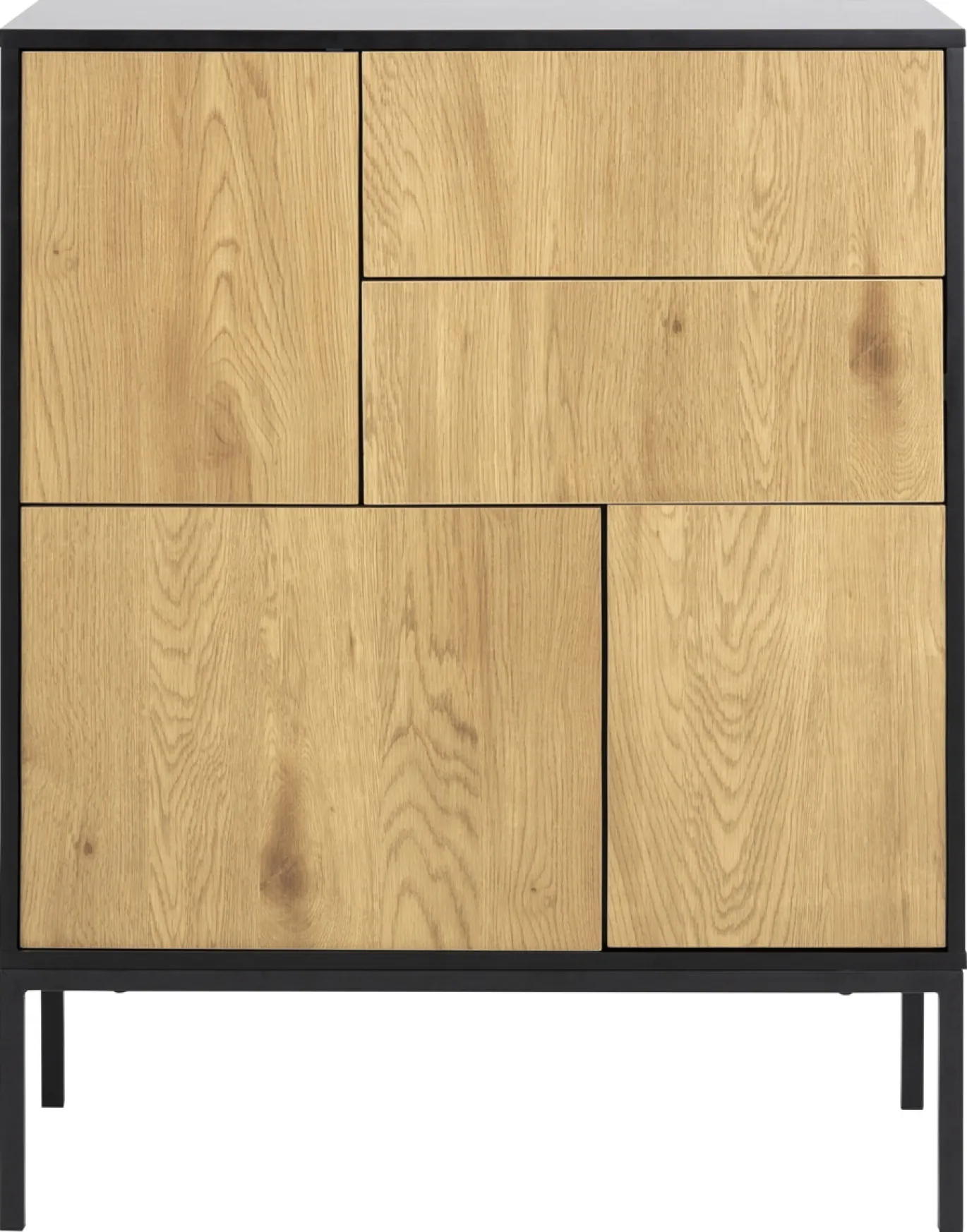 Dressoir Bronx MDF Zwart 3-Deurs 2 Lades 80cm - Giga Living