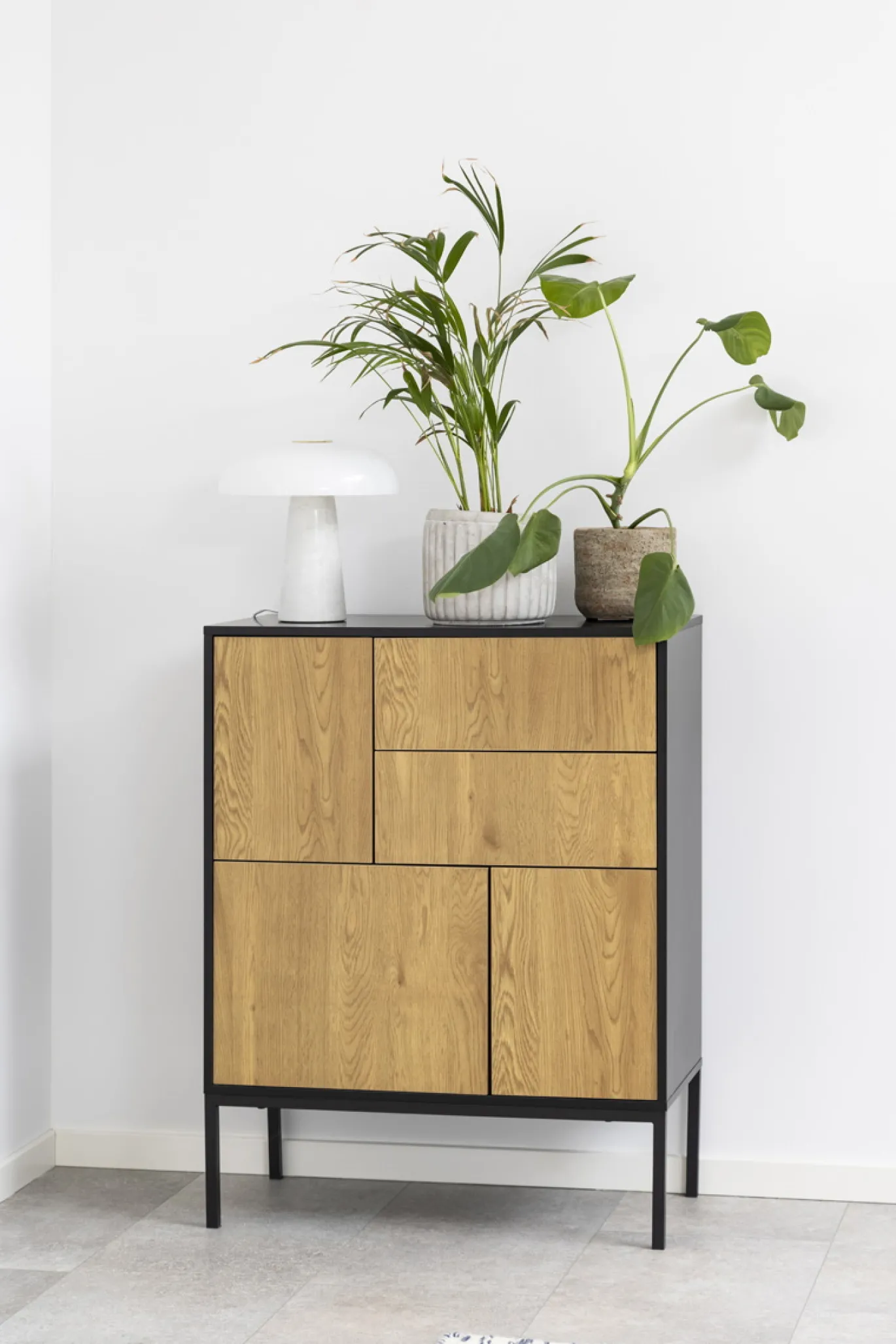 Dressoir Bronx MDF Zwart 3-Deurs 2 Lades 80cm - Giga Living