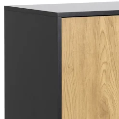 Dressoir Bronx MDF Zwart 3-Deurs 2 Lades 80cm - Giga Living
