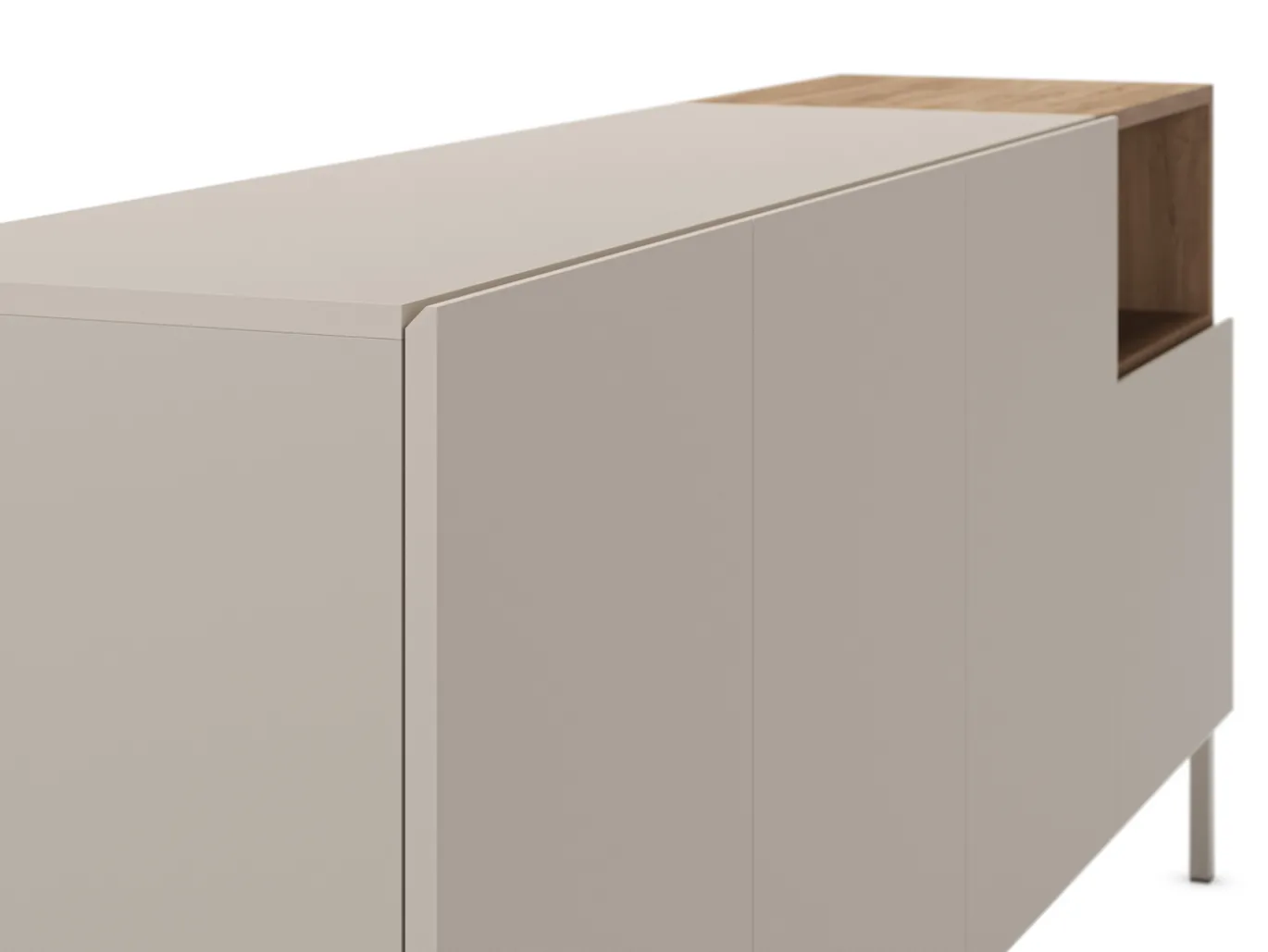 Dressoir Cailin 4d1h 180cm Crème/Naturel met Metaal - Giga Meubel