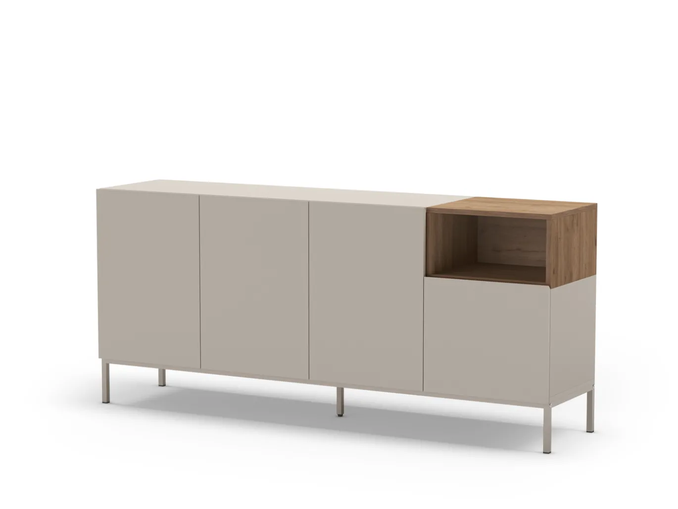 Dressoir Cailin 4d1h 180cm Crème/Naturel met Metaal - Giga Meubel