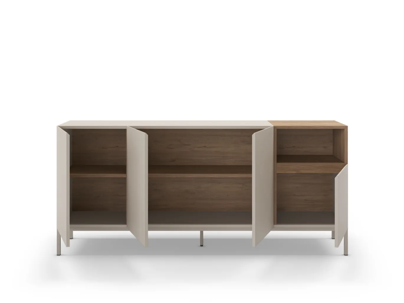 Dressoir Cailin 4d1h 180cm Crème/Naturel met Metaal - Giga Meubel