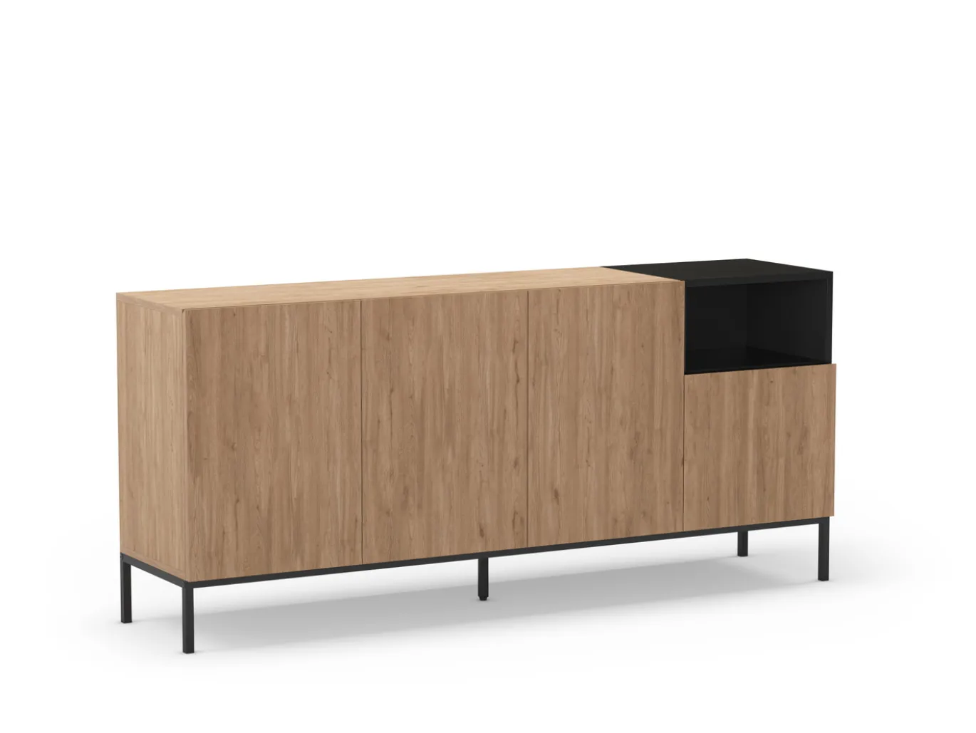 Dressoir Cailin 4d1h 180cm Naturel/zwart met Metaal - Giga Meubel