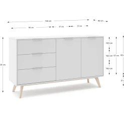 Dressoir Campus 2d3L Wit Wax - Giga Meubel