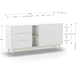 Dressoir Campus 2d2v3L Wit Wax - Giga Meubel