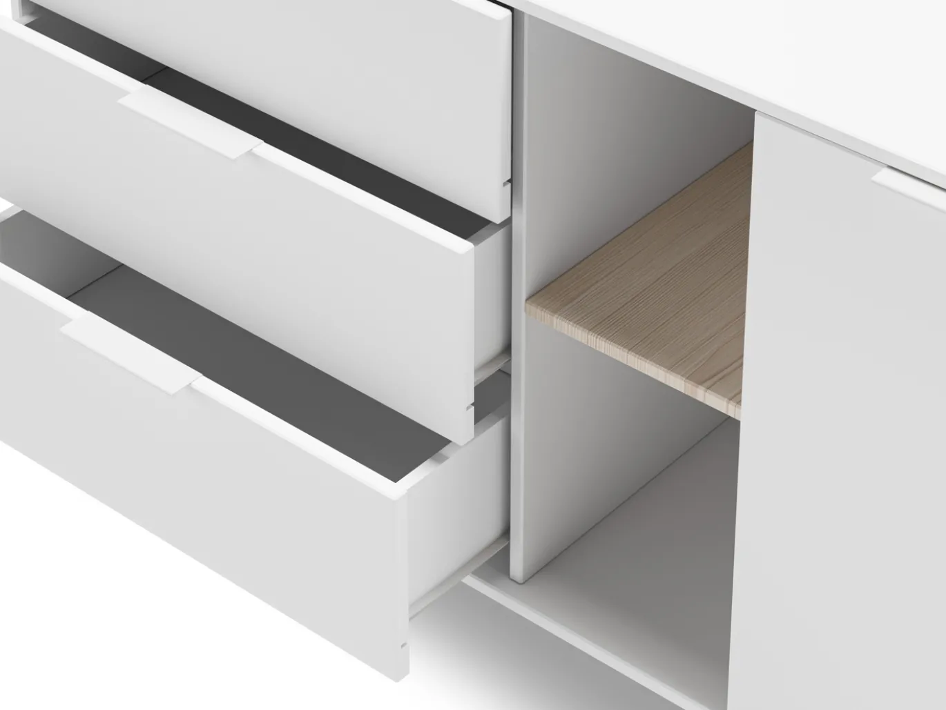 Dressoir Campus 2d2v3L Wit Wax - Giga Meubel