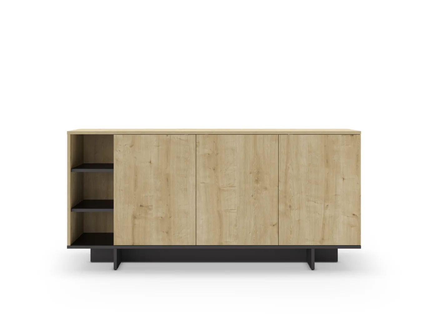 Dressoir Cequoia 3p3n 170cm Eiken/silky Zwart - Giga Meubel