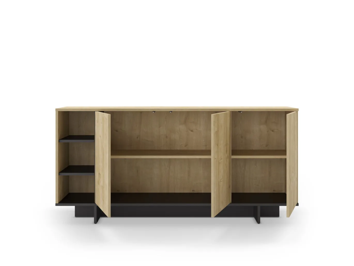 Dressoir Cequoia 3p3n 170cm Eiken/silky Zwart - Giga Meubel