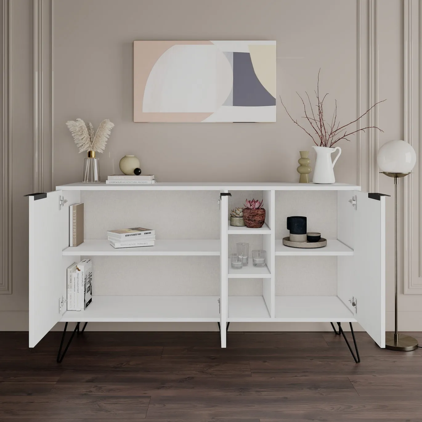 Dressoir Clara Melamine Wit 142cm