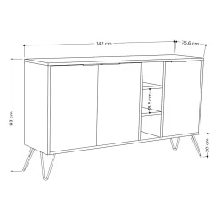 Dressoir Clara Melamine Wit 142cm