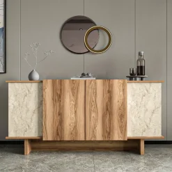 Dressoir Diana Travertinlook/Walnoot 180cm