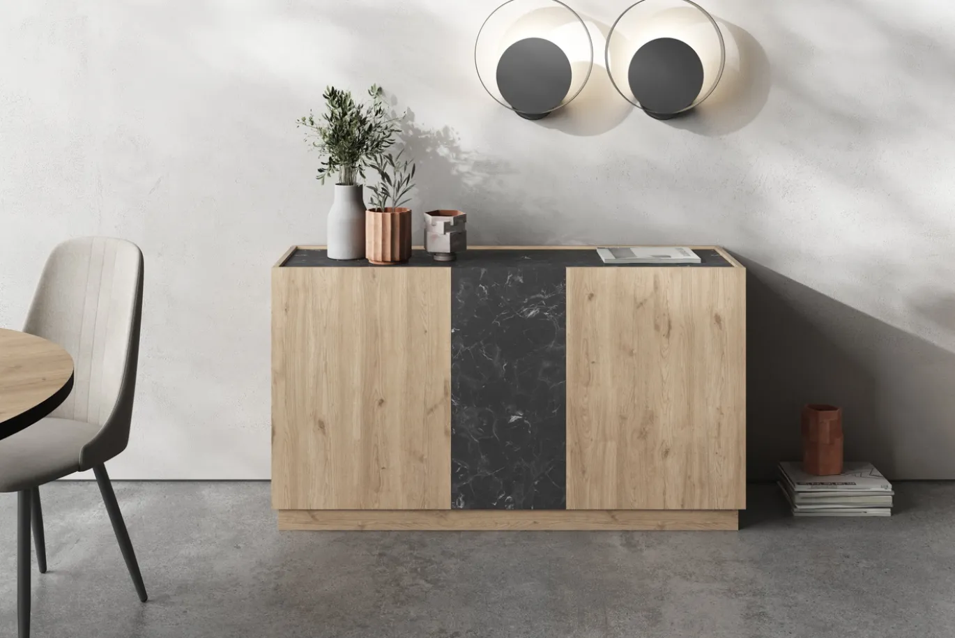 Dressoir Dione 3d Naturel/marmer Lotus - Giga Meubel
