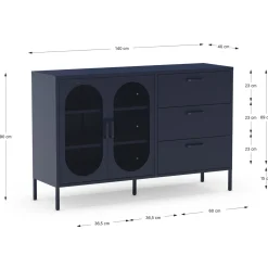 Dressoir Diora 2d3L 140cm Blauw - Giga Meubel