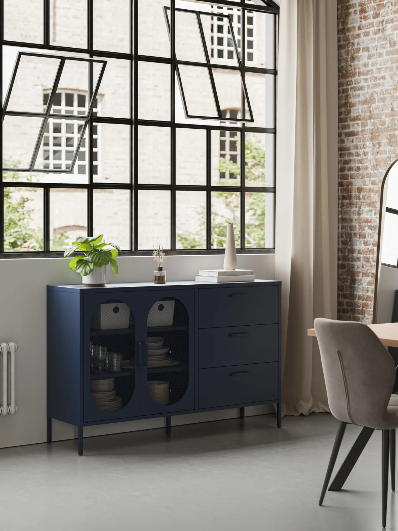 Dressoir Diora 2d3L 140cm Blauw - Giga Meubel