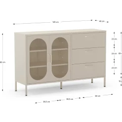 Dressoir Diora 2d3L 140cm Crème - Giga Meubel