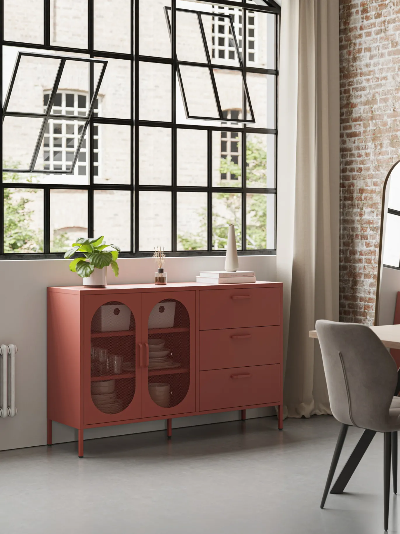 Dressoir Diora 2d3L 140cm Terracotta - Giga Meubel