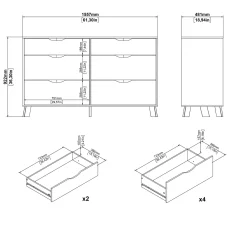 Dressoir Dubbel Ikast 4+ 2 lades Hickory/Wit - Giga Living