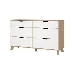 Dressoir Dubbel Ikast 4+ 2 lades Hickory/Wit - Giga Living