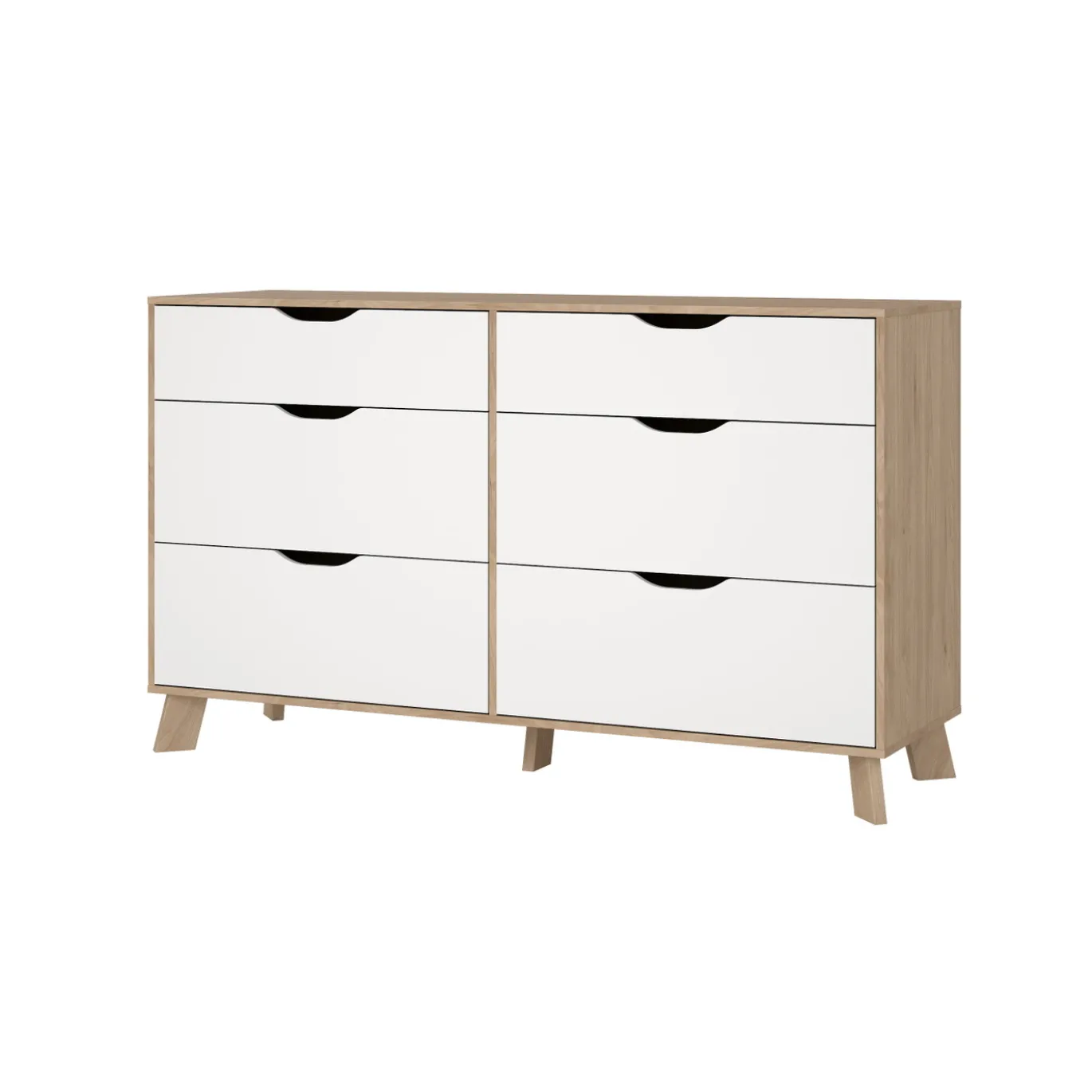 Dressoir Dubbel Ikast 4+ 2 lades Hickory/Wit - Giga Living
