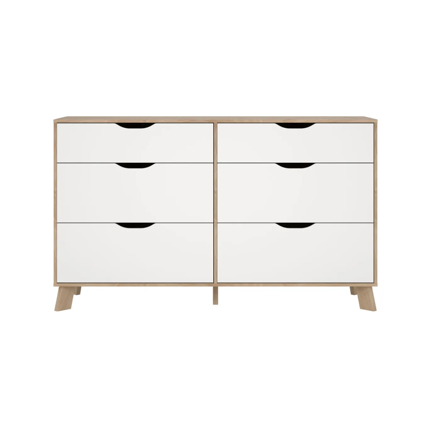 Dressoir Dubbel Ikast 4+ 2 lades Hickory/Wit - Giga Living
