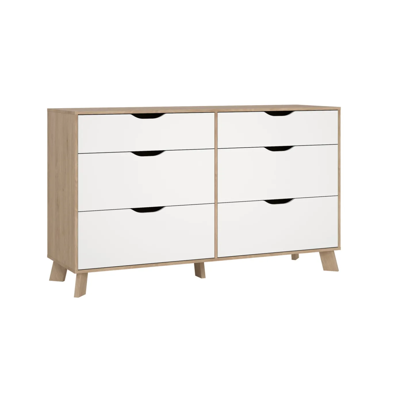 Dressoir Dubbel Ikast 4+ 2 lades Hickory/Wit - Giga Living