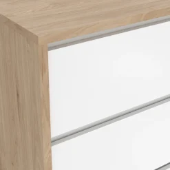 Dressoir Dubbel Next 6 lades Hickory/Wit Hoogglans - Giga Living