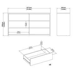 Dressoir Dubbel Next 6 lades Hickory/Wit Hoogglans - Giga Living