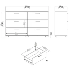 Dressoir Dubbel Sofia 6 lades Hickory - Giga Living