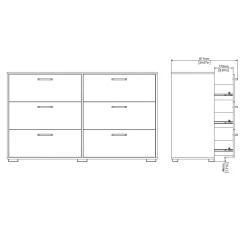 Dressoir Dubbel Sofia 6 lades Hickory - Giga Living