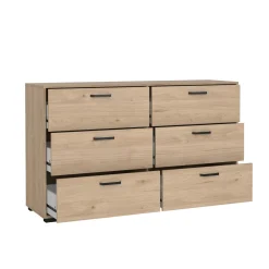 Dressoir Dubbel Sofia 6 lades Hickory - Giga Living