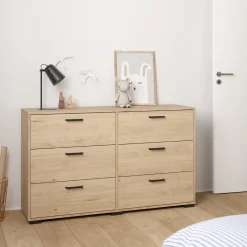 Dressoir Dubbel Sofia 6 lades Hickory - Giga Living