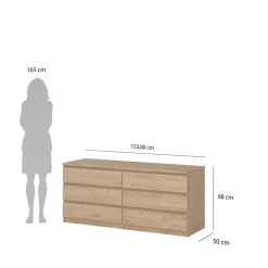 Dressoir Dubbel Ylva 6 lades Hickory - Giga Living