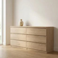 Dressoir Dubbel Ylva 6 lades Hickory - Giga Living