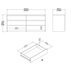 Dressoir Dubbel Ylva 6 lades Matzwart - Giga Living