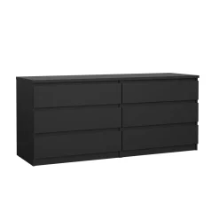 Dressoir Dubbel Ylva 6 lades Matzwart - Giga Living