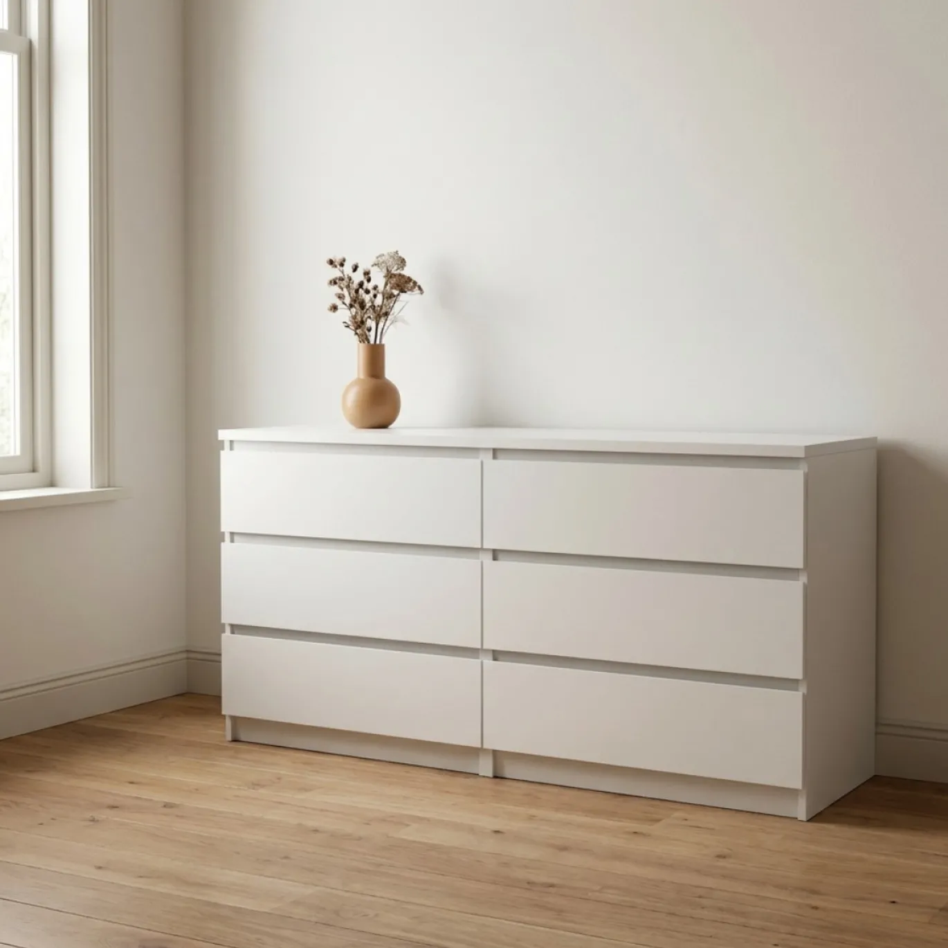 Dressoir Dubbel Ylva 6 lades Wit - Giga Living