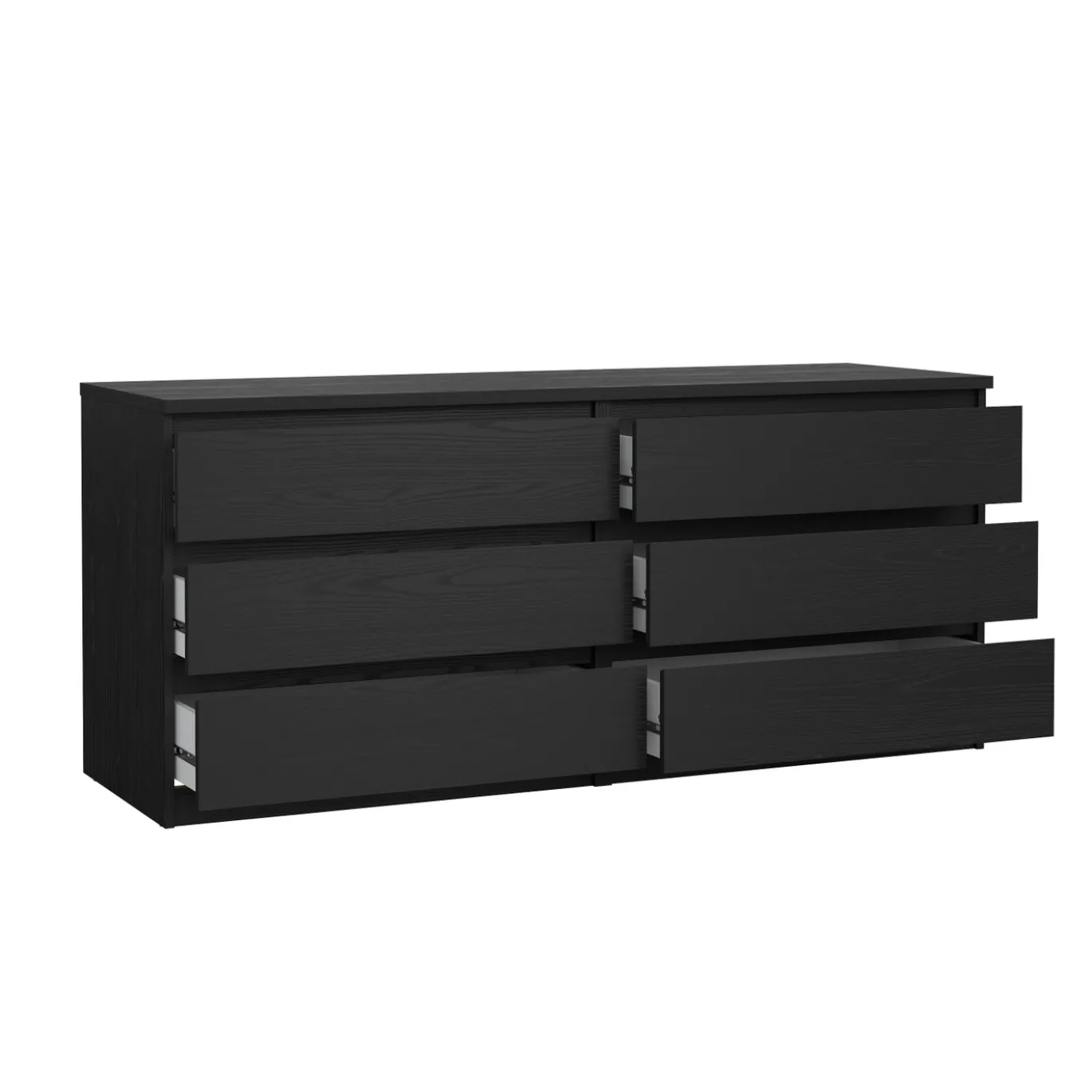Dressoir Dubbel Ylva 6 lades Zwart woodgrain - Giga Living
