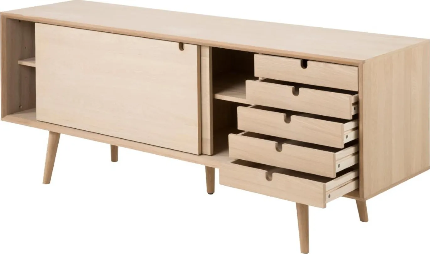 Dressoir Dysta Eikenfineer Wit 180cm - Giga Living