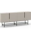 Dressoir Eldia 4d 200cm Crème met Metaal - Giga Meubel