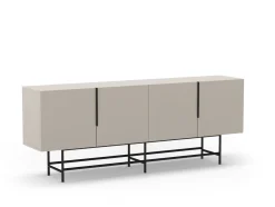 Dressoir Eldia 4d 200cm Crème met Metaal - Giga Meubel