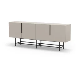 Dressoir Eldia 4d 200cm Crème met Metaal - Giga Meubel