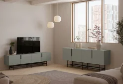Dressoir Eldia 4d 200cm Groen met Metaal - Giga Meubel