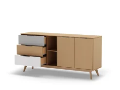 Dressoir Elfa 2d2v3L Eiken/grijs/wit - Giga Meubel