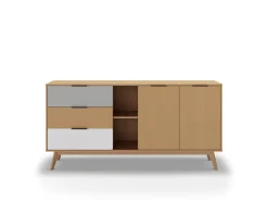 Dressoir Elfa 2d2v3L Eiken/grijs/wit - Giga Meubel