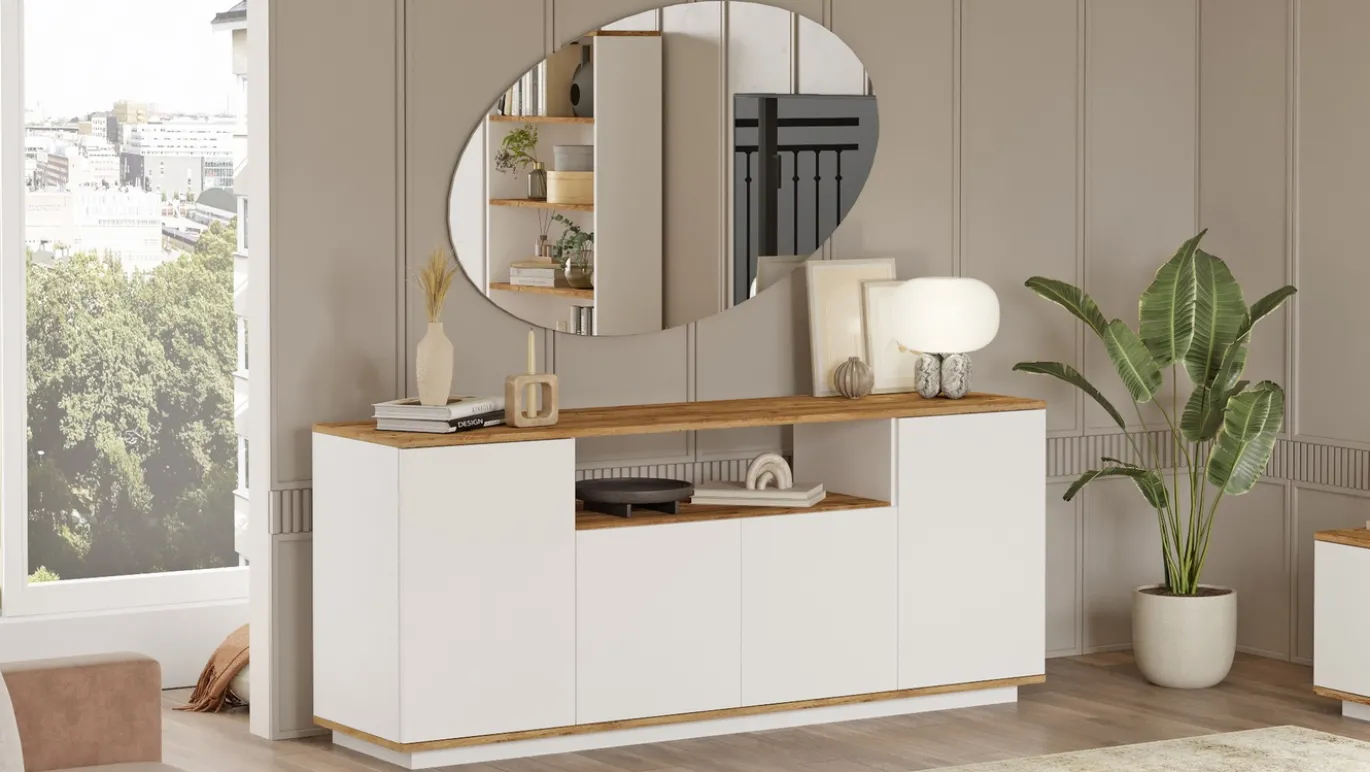 Dressoir Fethiye Wit/Naturel 180cm