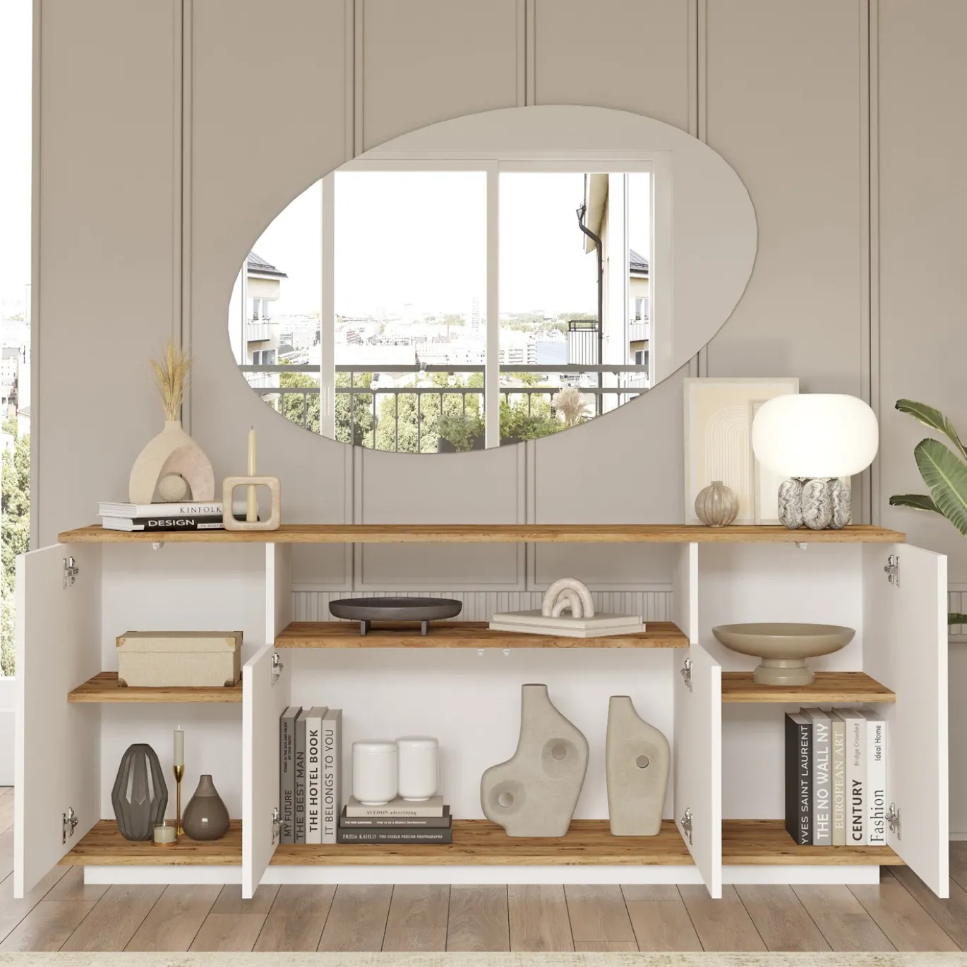 Dressoir Fethiye Wit/Naturel 180cm