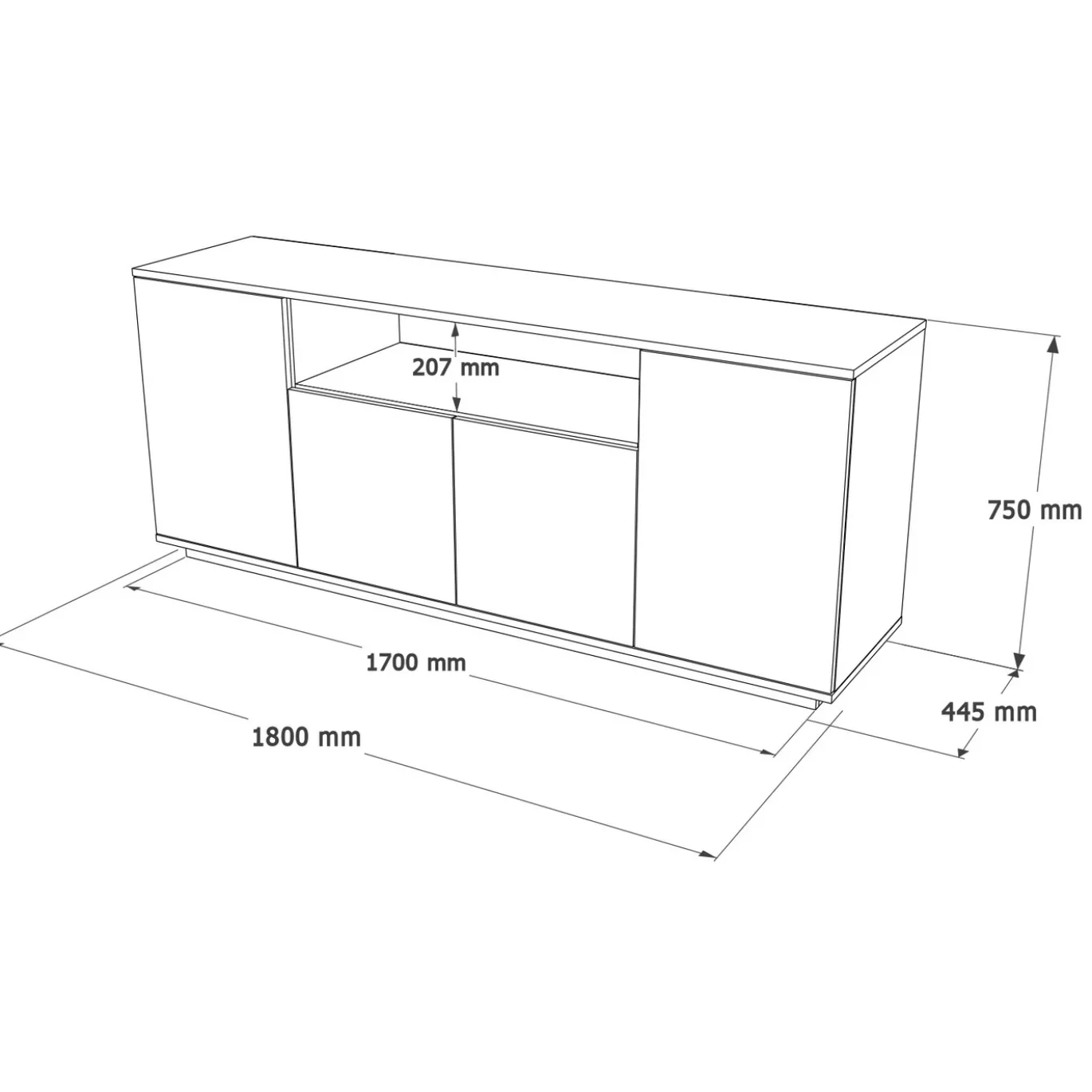 Dressoir Fethiye Wit/Naturel 180cm