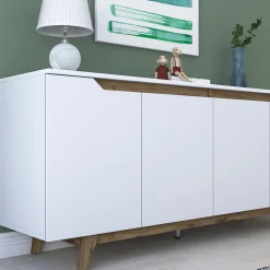 Dressoir Gedern Melamine Wit Walnoot