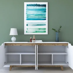 Dressoir Gedern Melamine Wit Walnoot