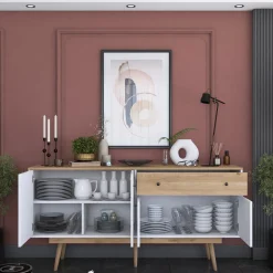 Dressoir Gerda Wit/Naturel 180cm